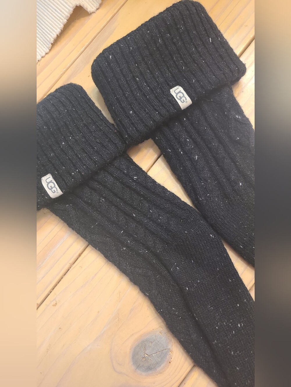 UGG Black Ribbed Socks With Cuff - Picture 3 of 5